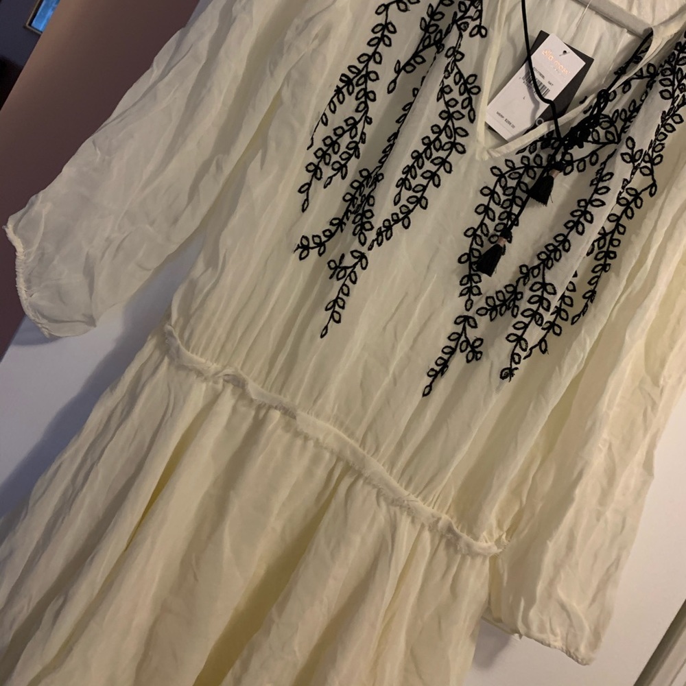 NWT! Ella Moss White with black Embroidery Dress - Picture 4 of 5